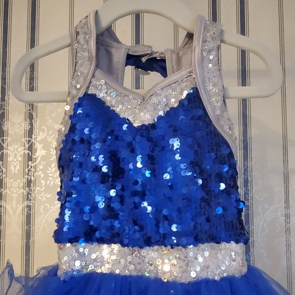 HOST PICK Little Girls Blue & Silver Dance Costume - Picture 2 of 8